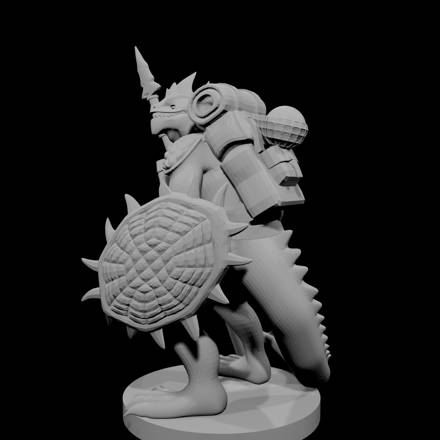 Lizardfolk Fighter with Shield and Spear