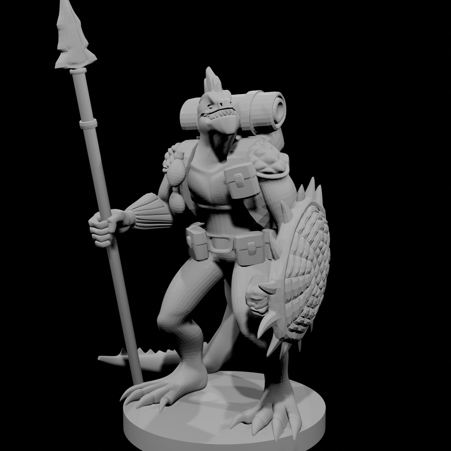 Lizardfolk Fighter with Shield and Spear