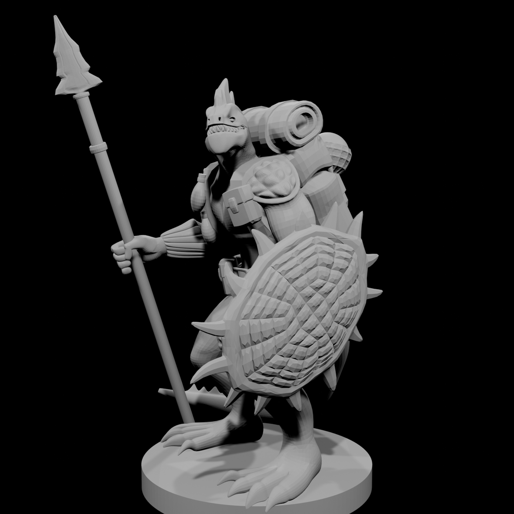 Lizardfolk Fighter with Shield and Spear