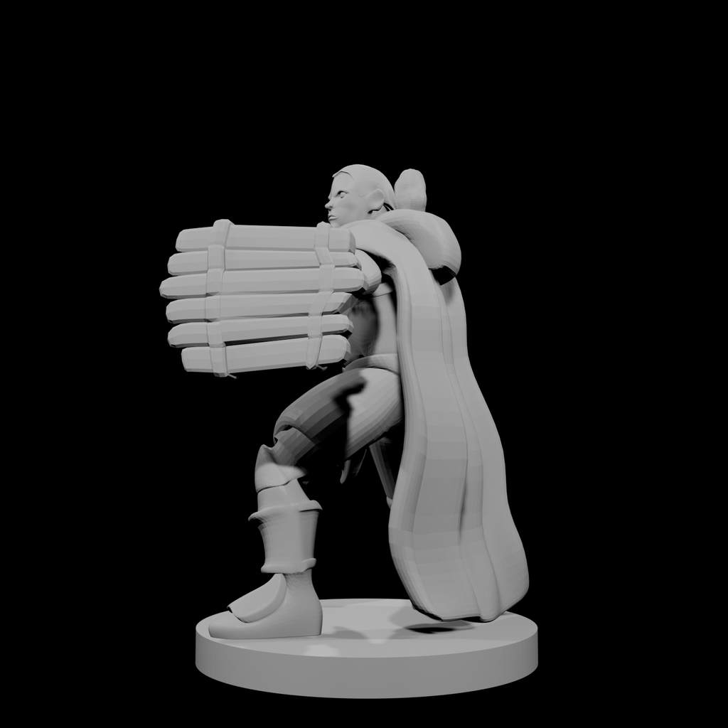 Male Human Druid Club and Shield