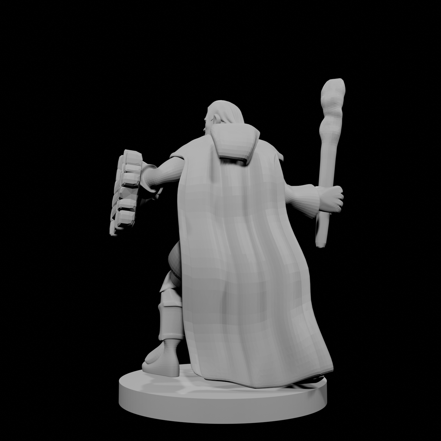 Male Human Druid Club and Shield