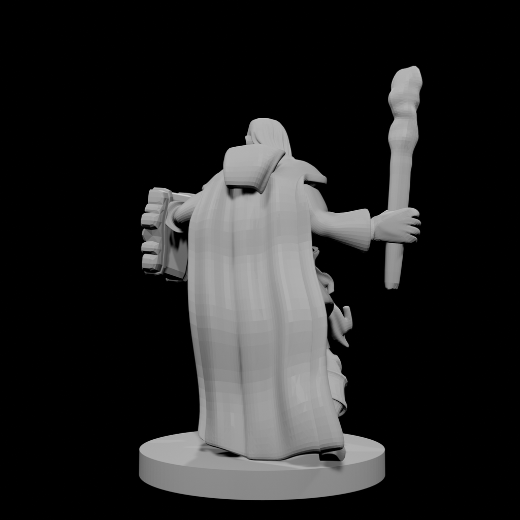 Male Human Druid Club and Shield