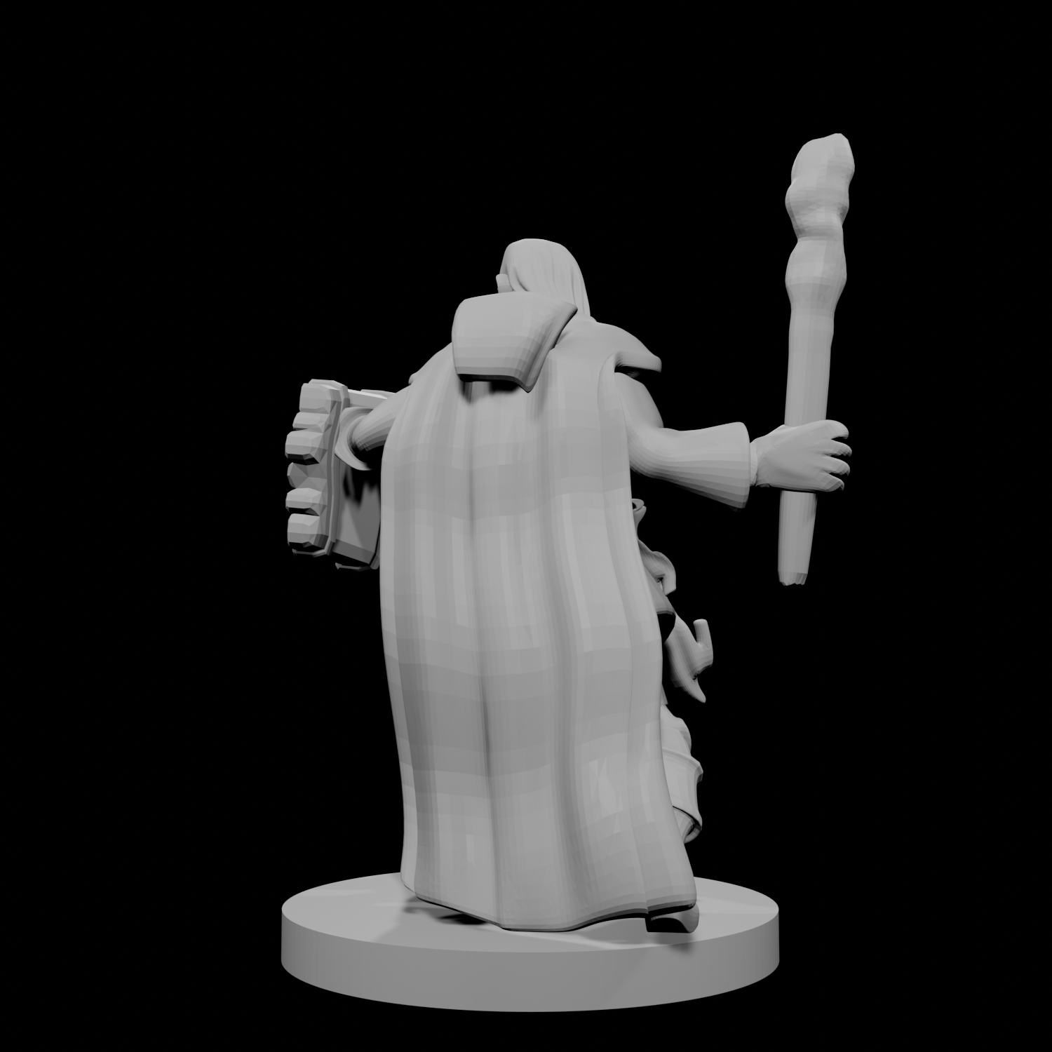 Male Human Druid Club and Shield