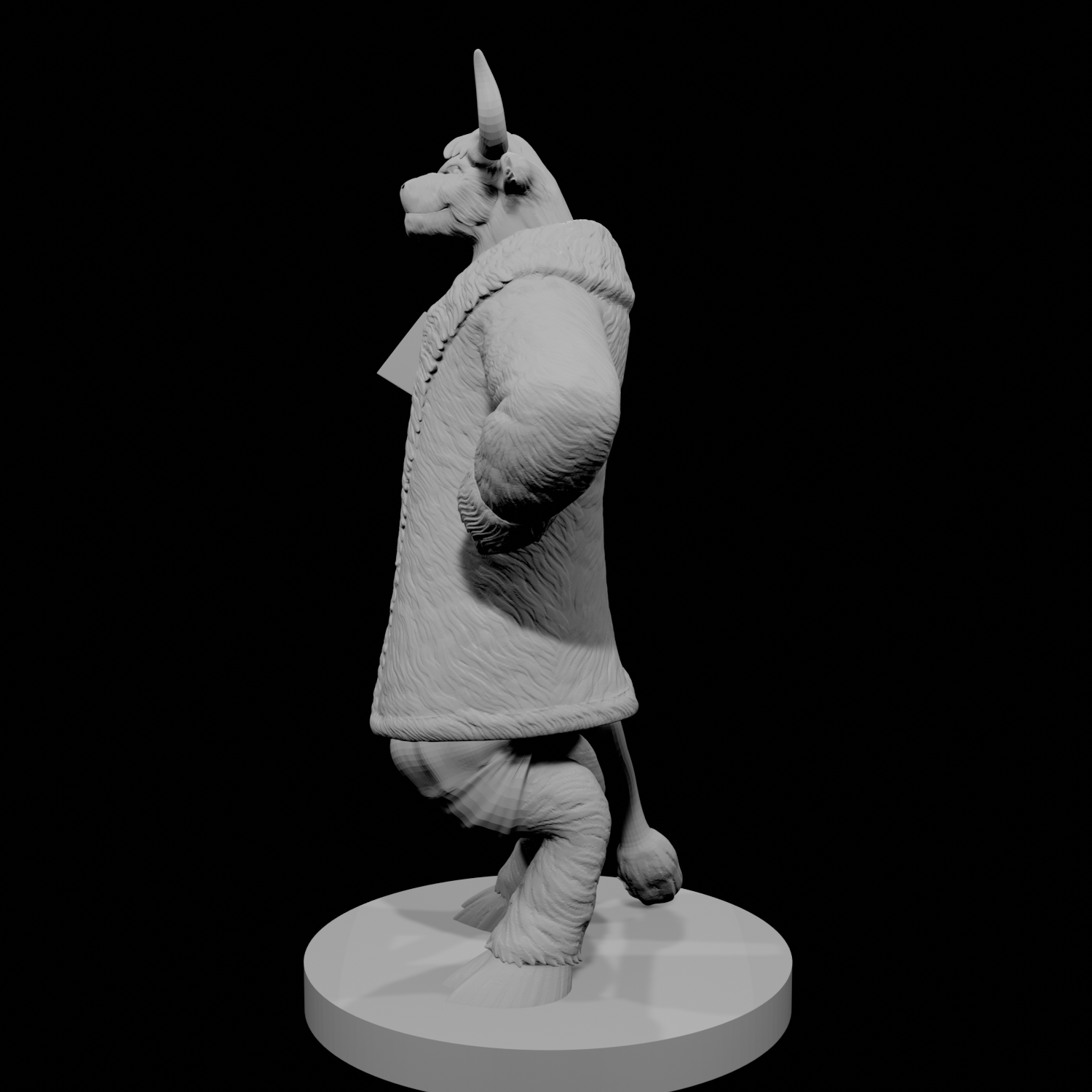 Minotaur Male Bard with big fur coat