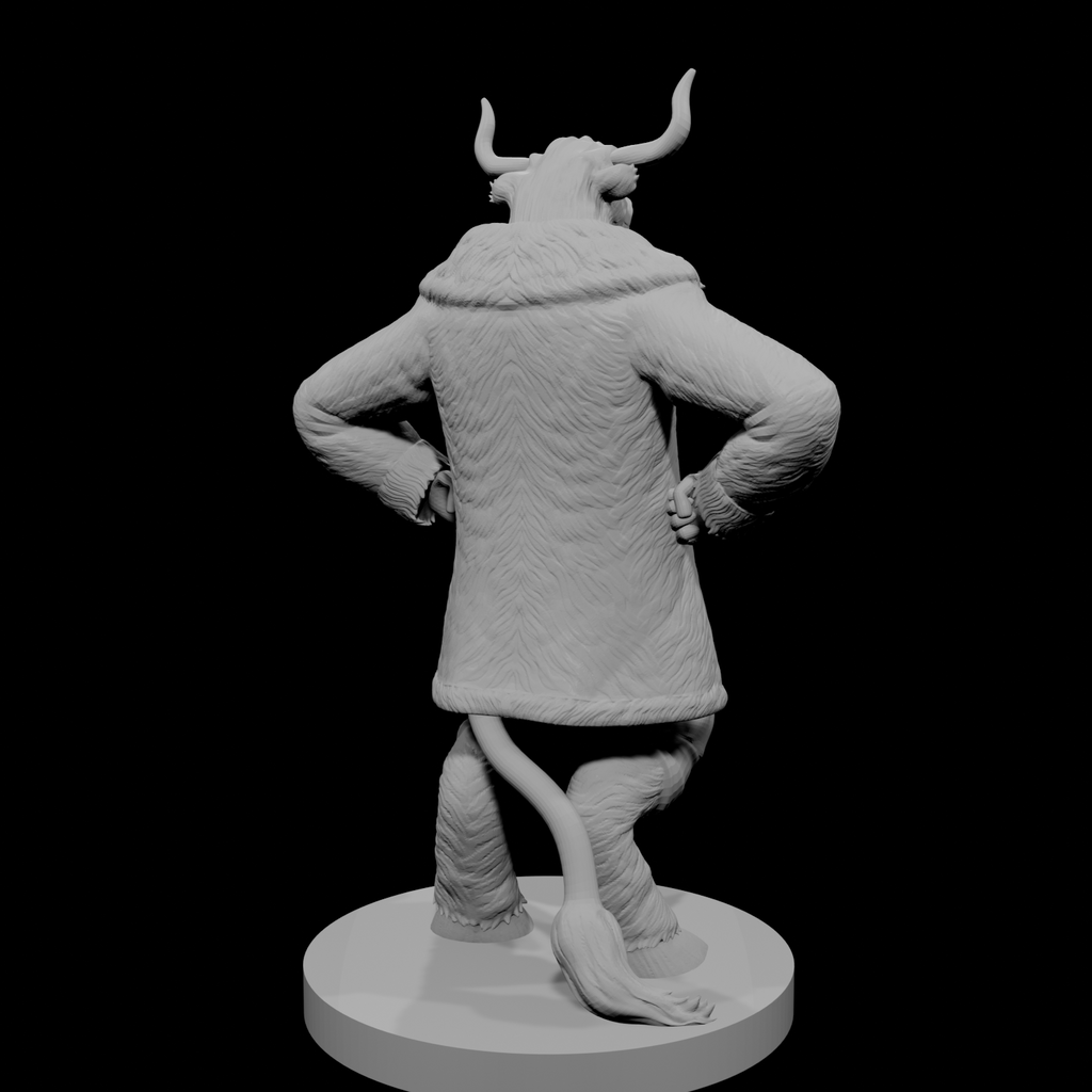 Minotaur Male Bard with big fur coat