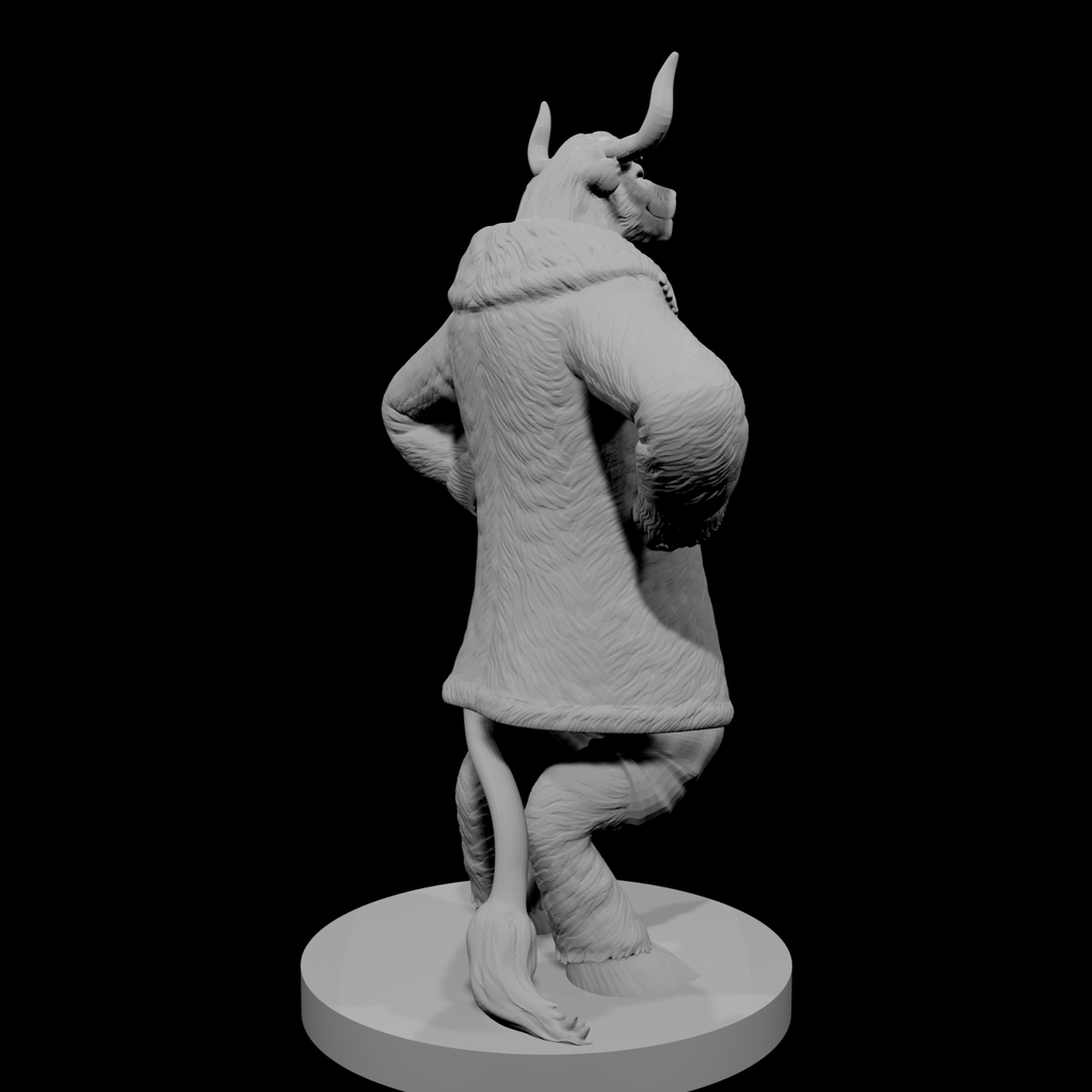 Minotaur Male Bard with big fur coat