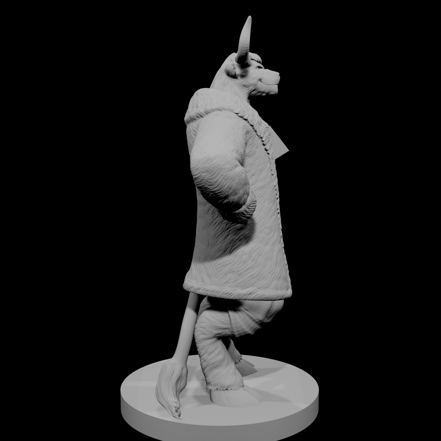 Minotaur Male Bard with big fur coat
