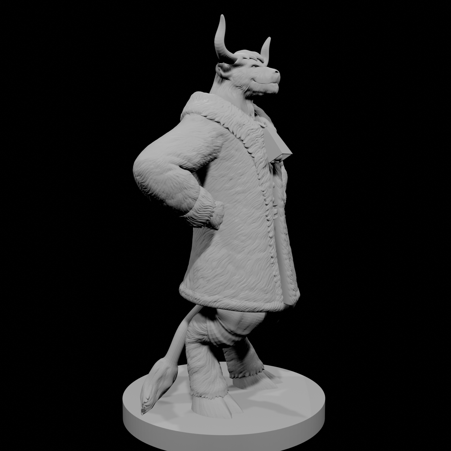 Minotaur Male Bard with big fur coat