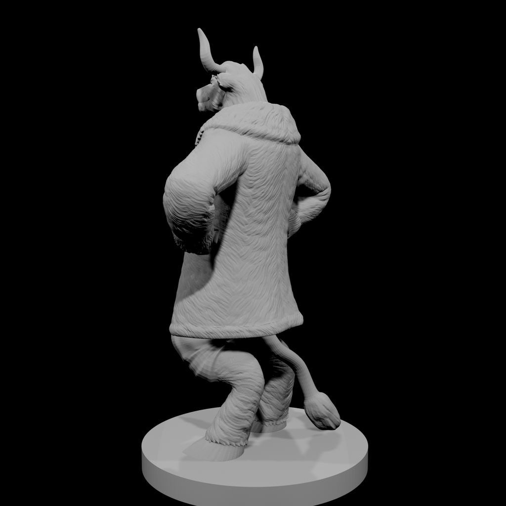 Minotaur Male Bard with big fur coat