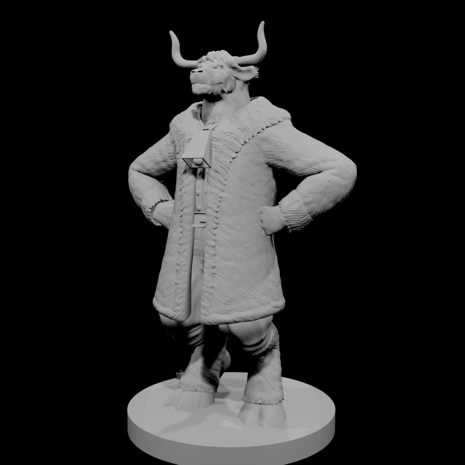 Minotaur Male Bard with big fur coat