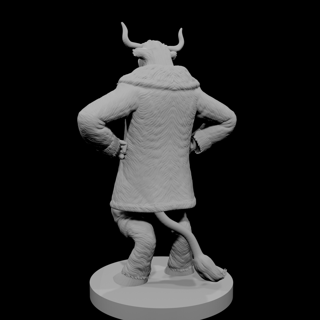 Minotaur Male Bard with big fur coat