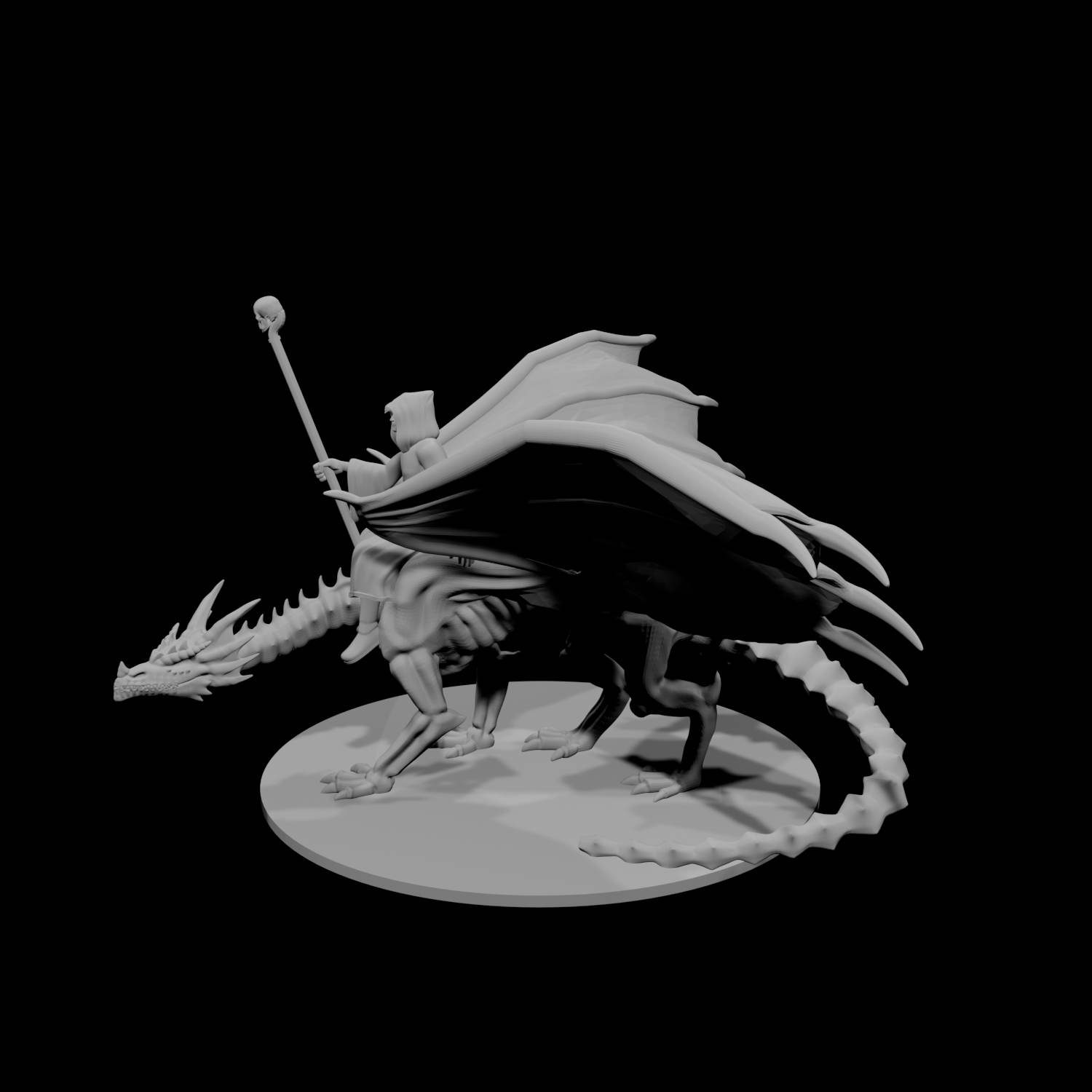 Nécromancien monté sur un dragon mort-vivant