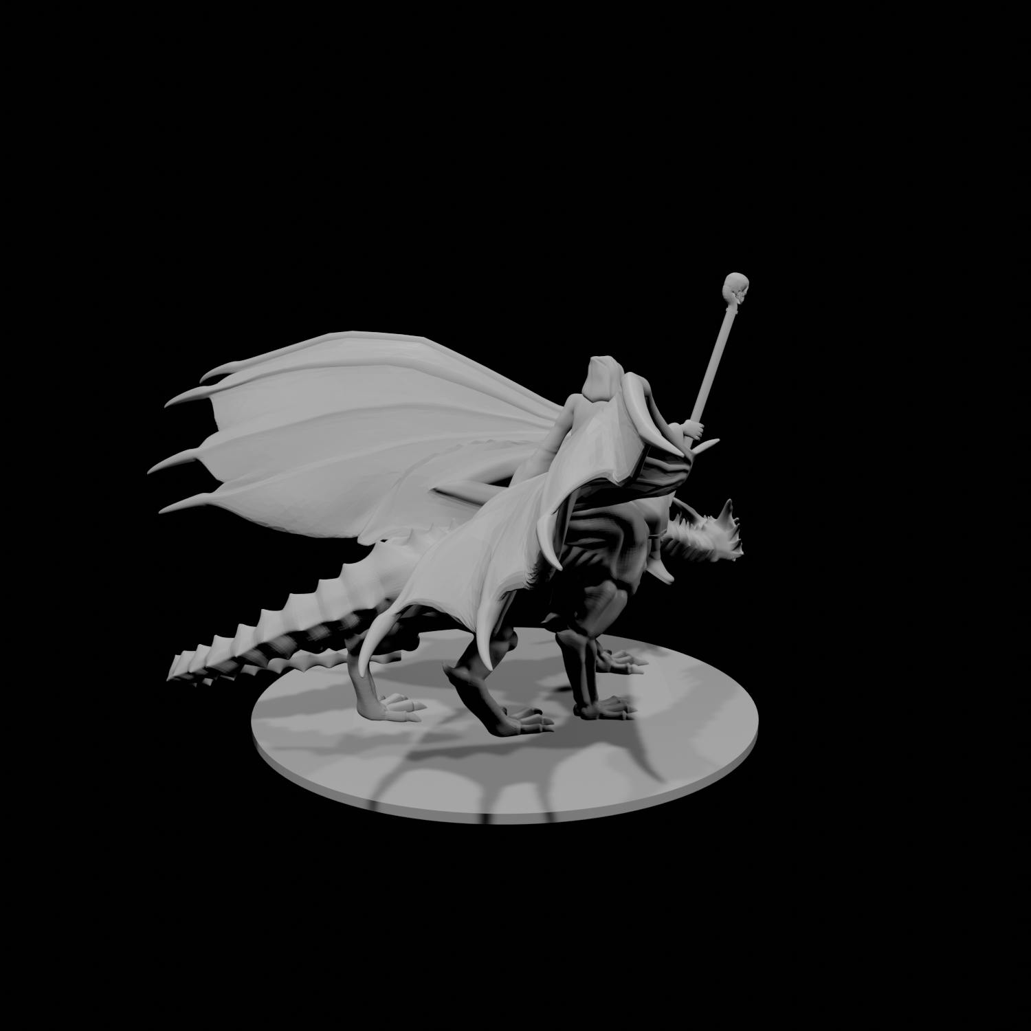 Necromancer Mounted on Undead Dragon