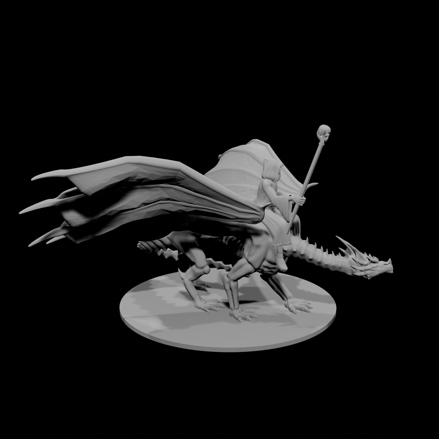 Necromancer Mounted on Undead Dragon