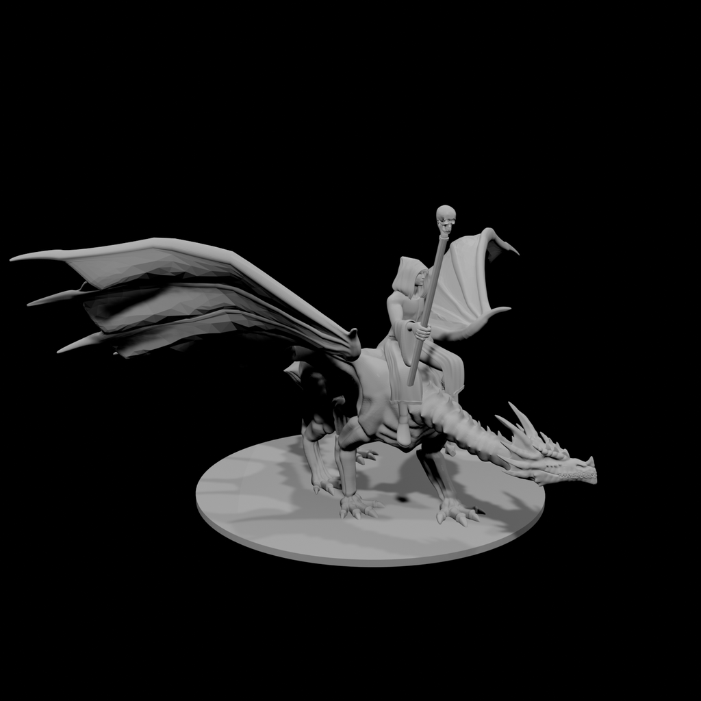 Necromancer Mounted on Undead Dragon