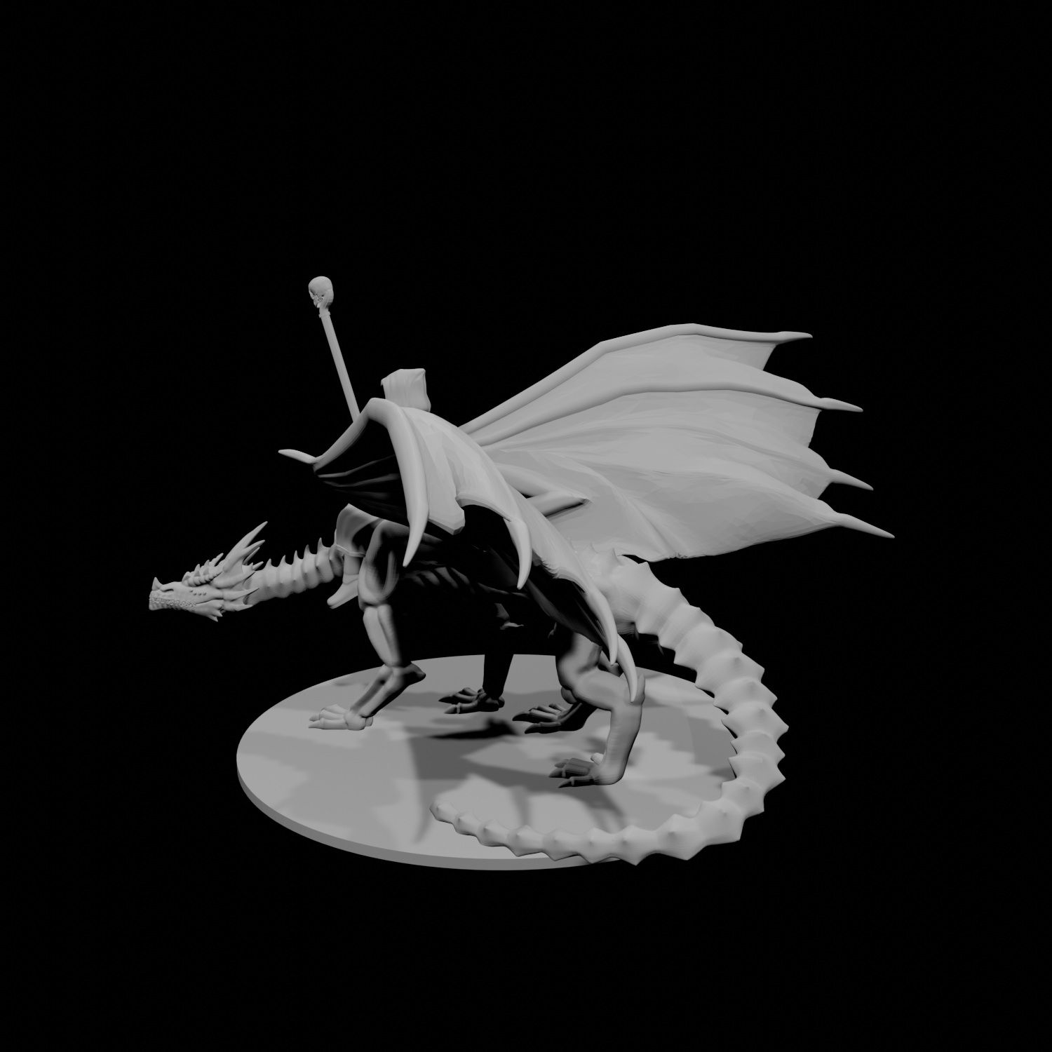 Nécromancien monté sur un dragon mort-vivant