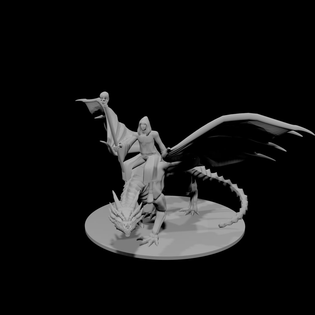 Necromancer Mounted on Undead Dragon