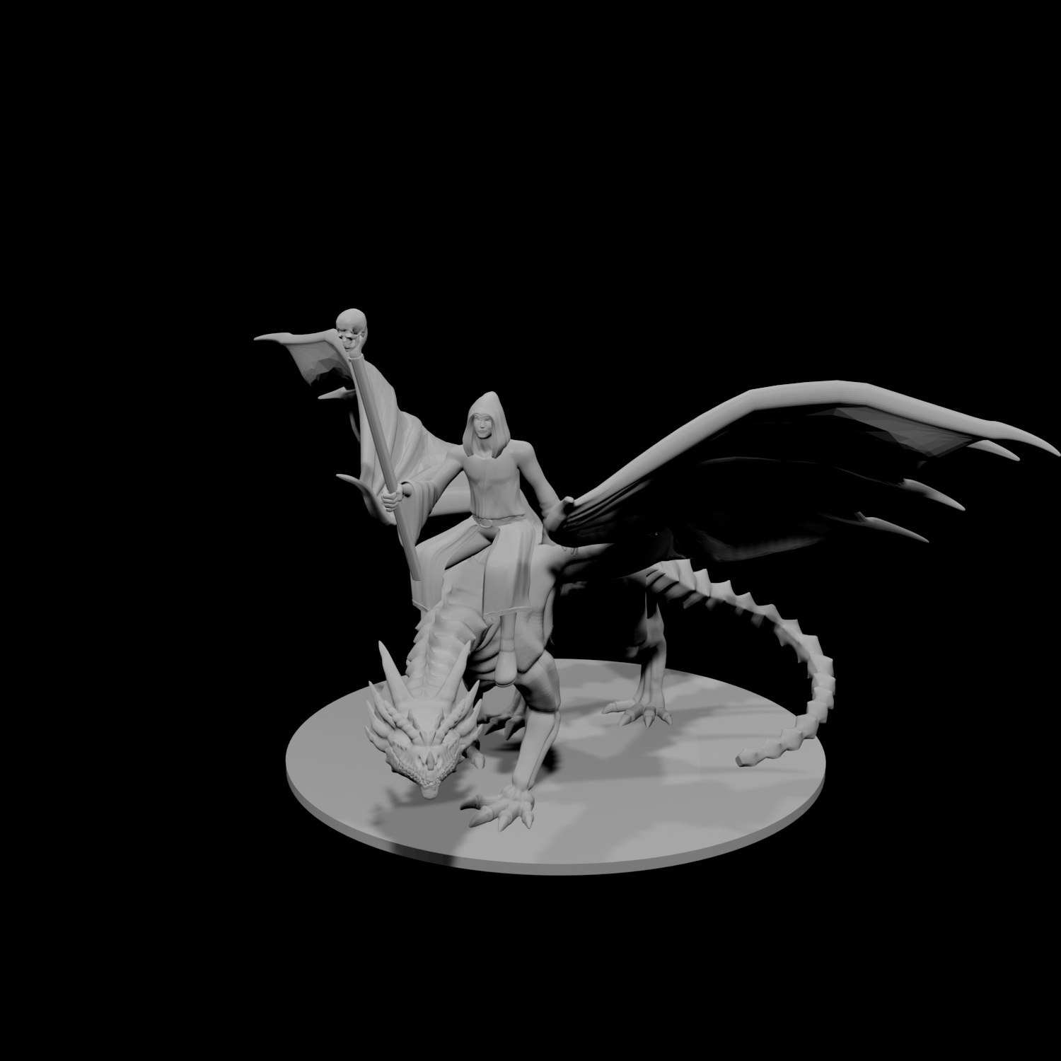 Necromancer Mounted on Undead Dragon