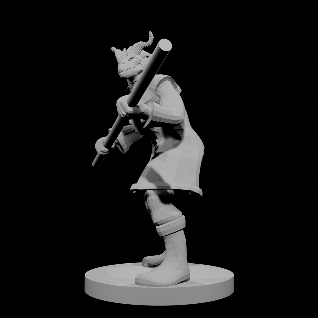 Red Dragonborn male Monk with Staff