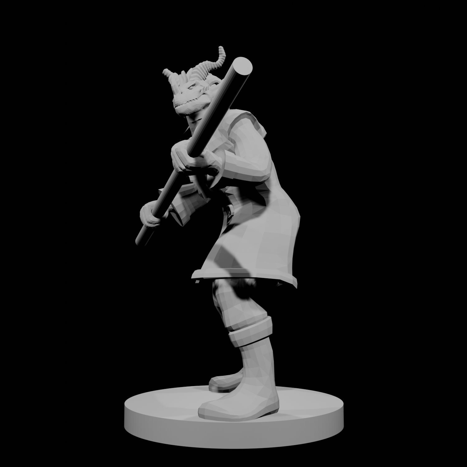 Red Dragonborn male Monk with Staff