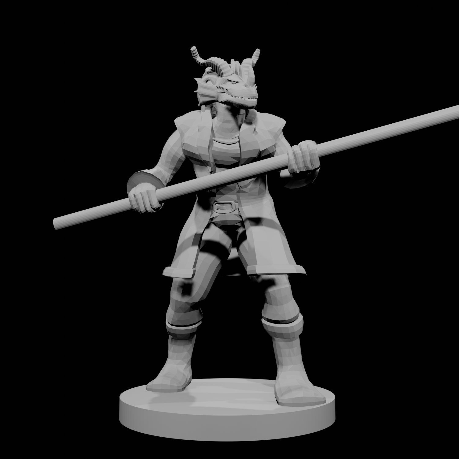 Red Dragonborn male Monk with Staff