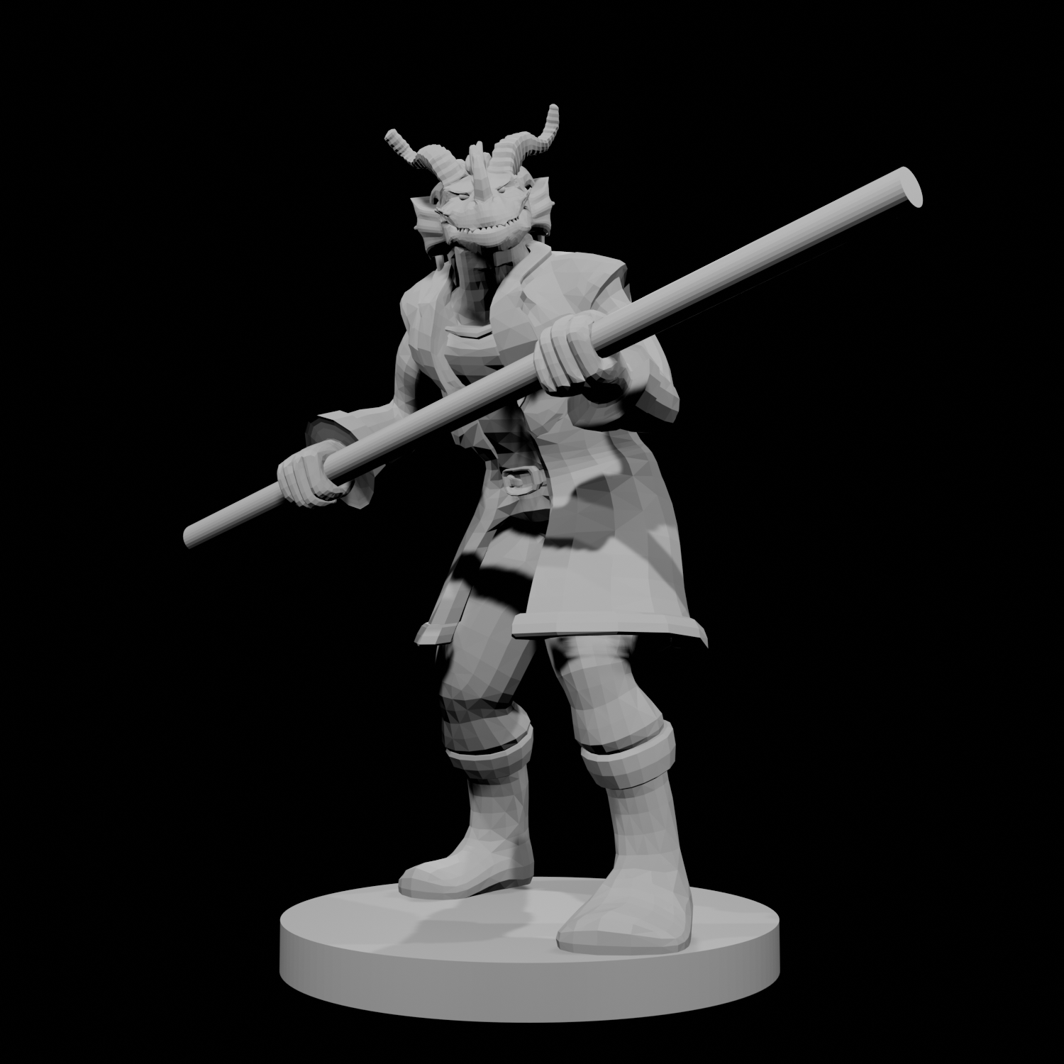 Red Dragonborn male Monk with Staff