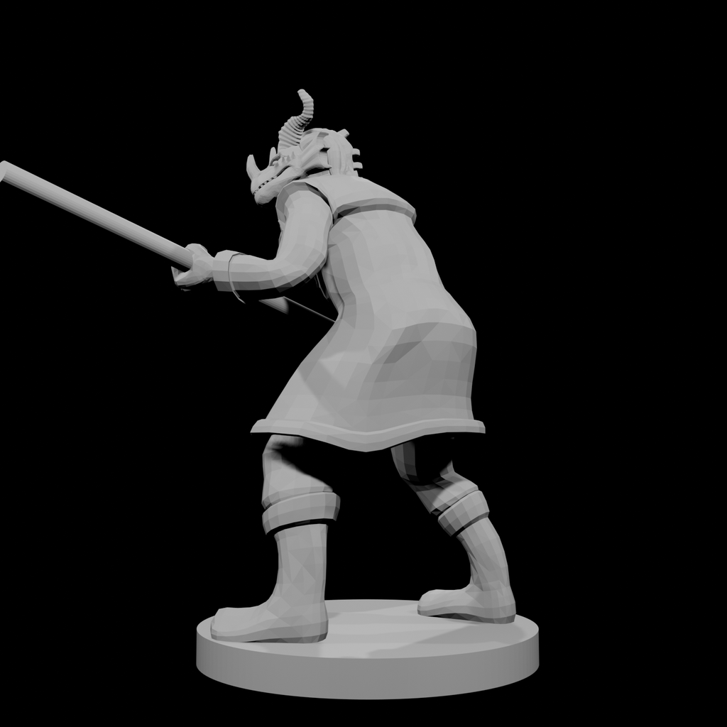 Red Dragonborn male Monk with Staff