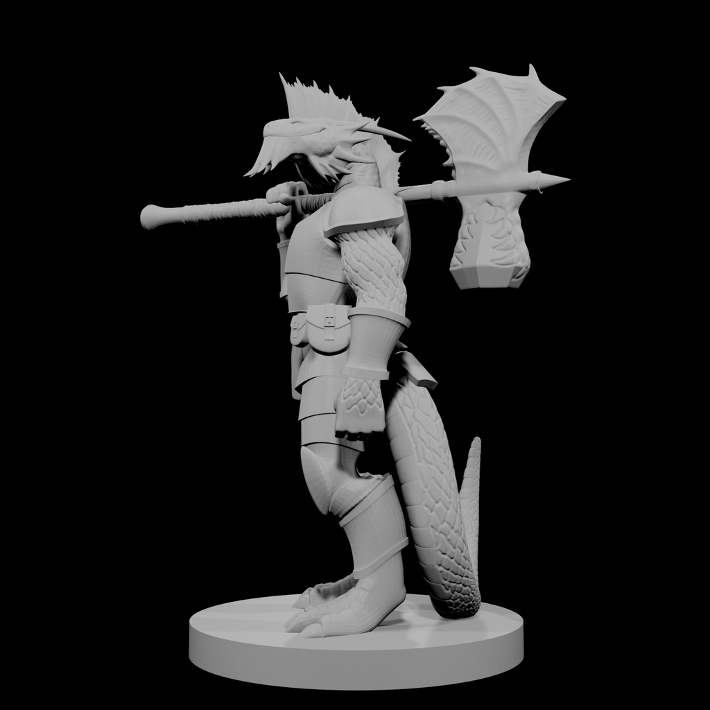 Silver Dragonborn War Cleric with Maul Axe Combo