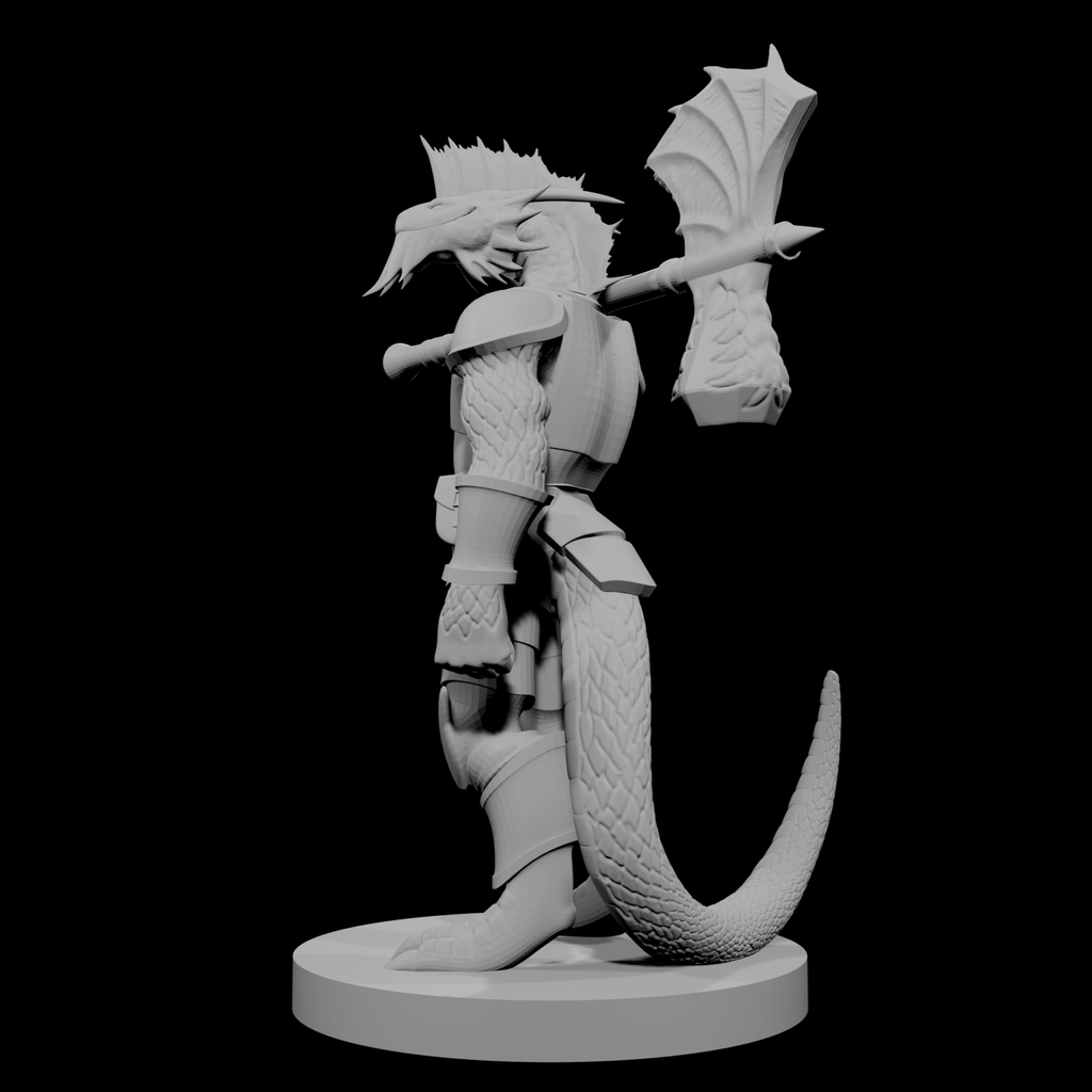 Silver Dragonborn War Cleric with Maul Axe Combo