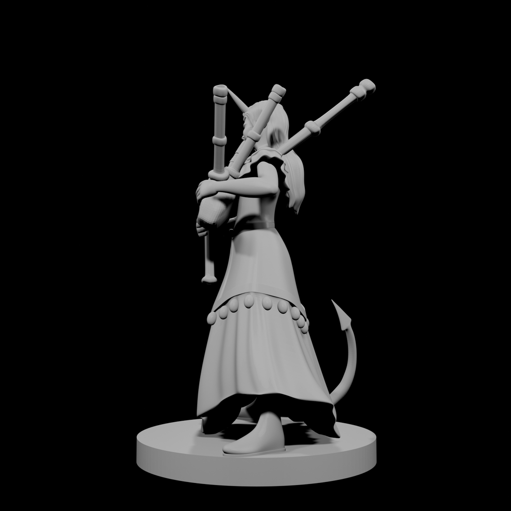 Tiefling Female Bard with Bagpipes