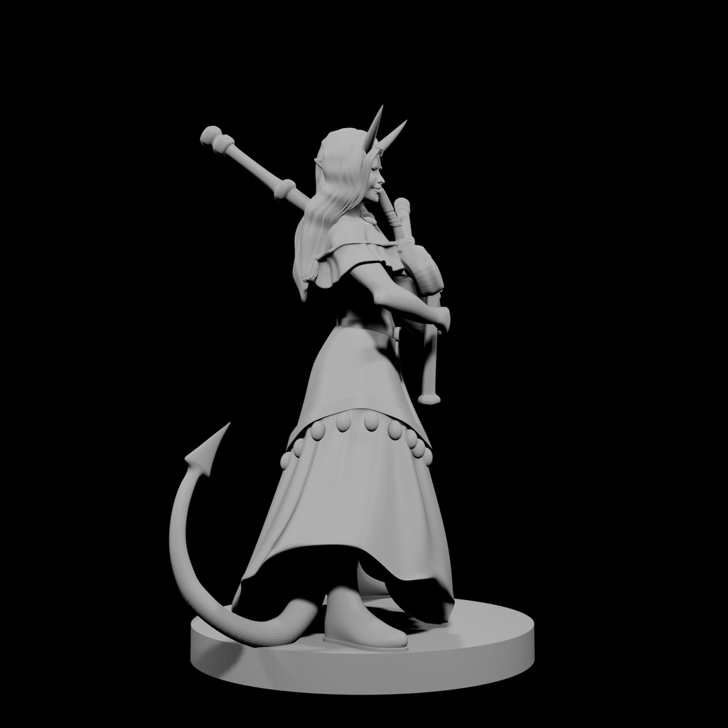 Tiefling Female Bard with Bagpipes