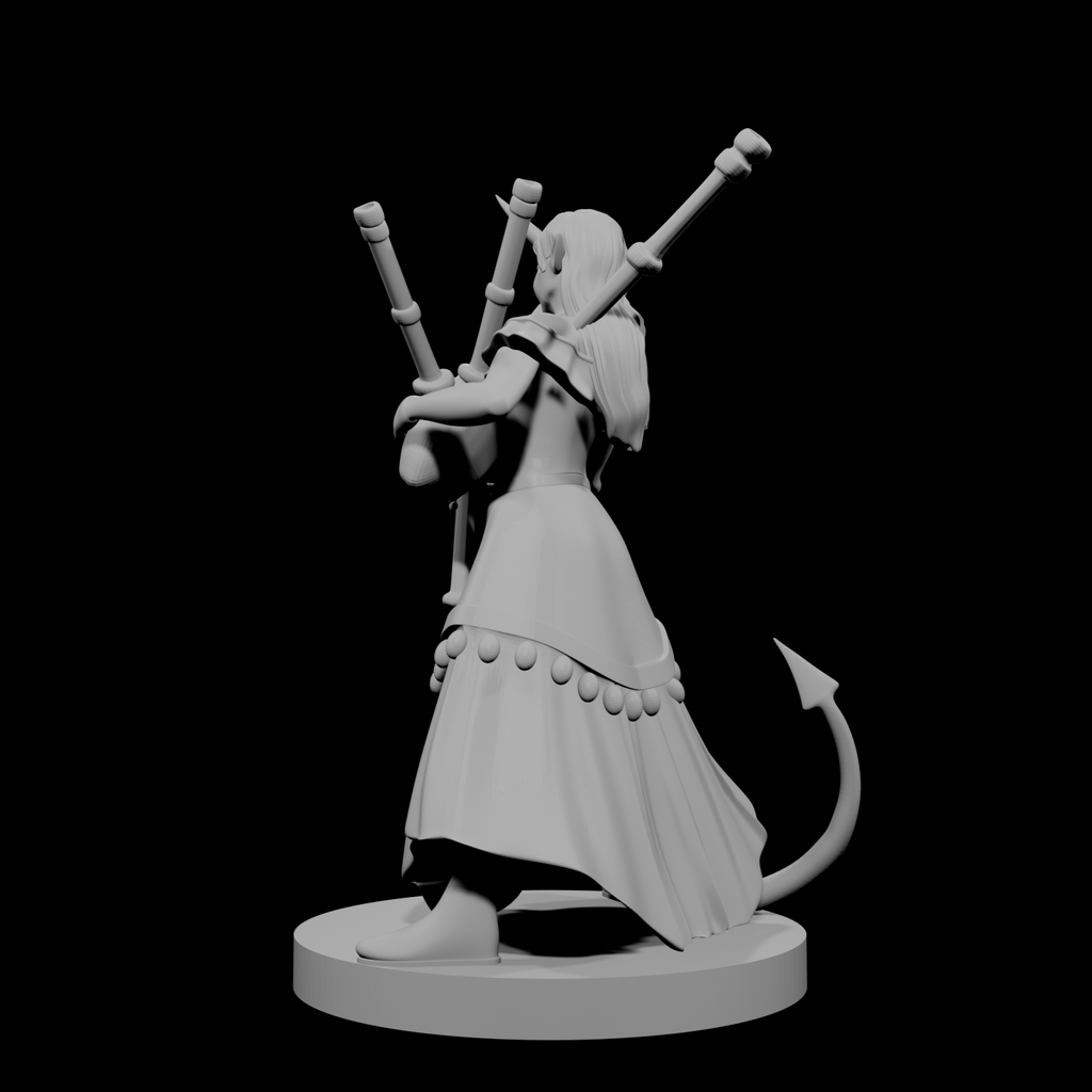 Tiefling Female Bard with Bagpipes