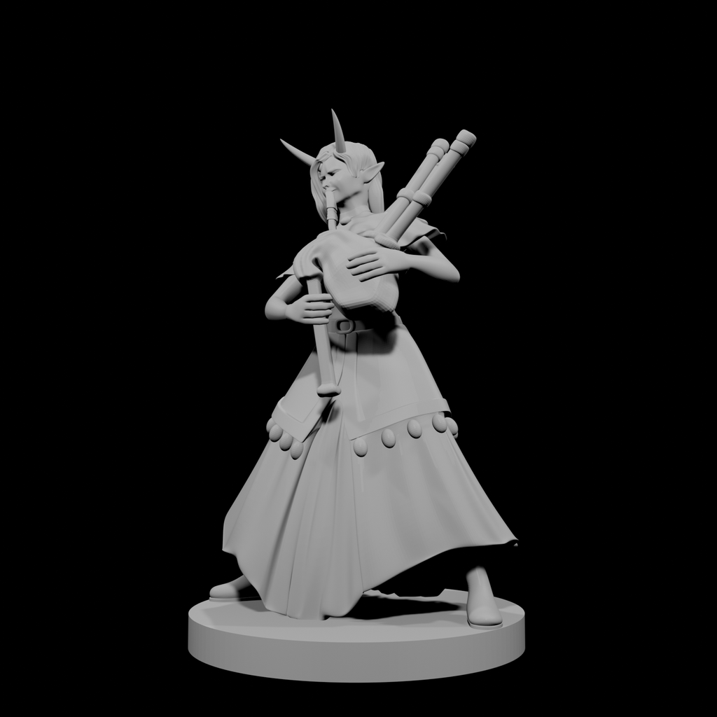 Tiefling Female Bard with Bagpipes
