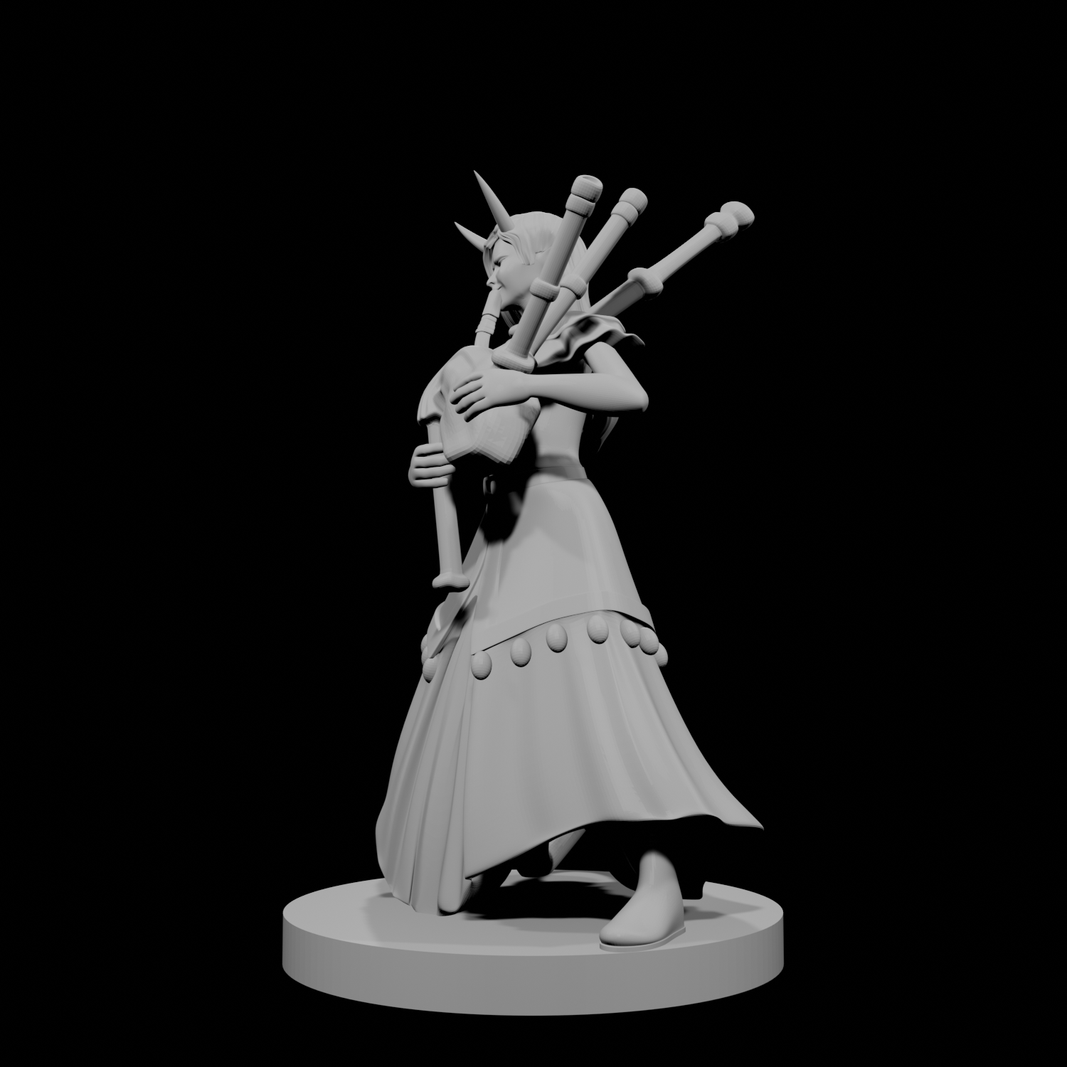 Tiefling Female Bard with Bagpipes