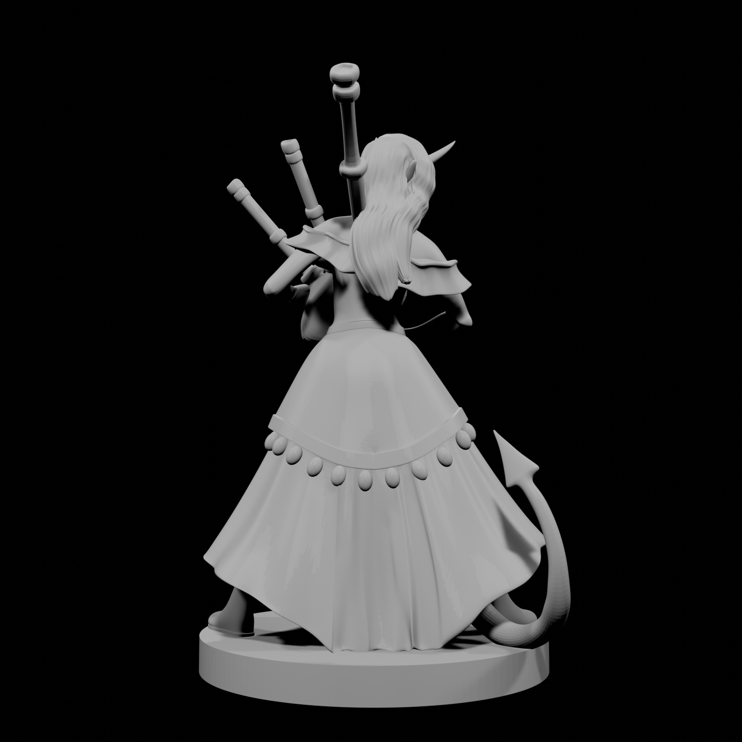 Tiefling Female Bard with Bagpipes