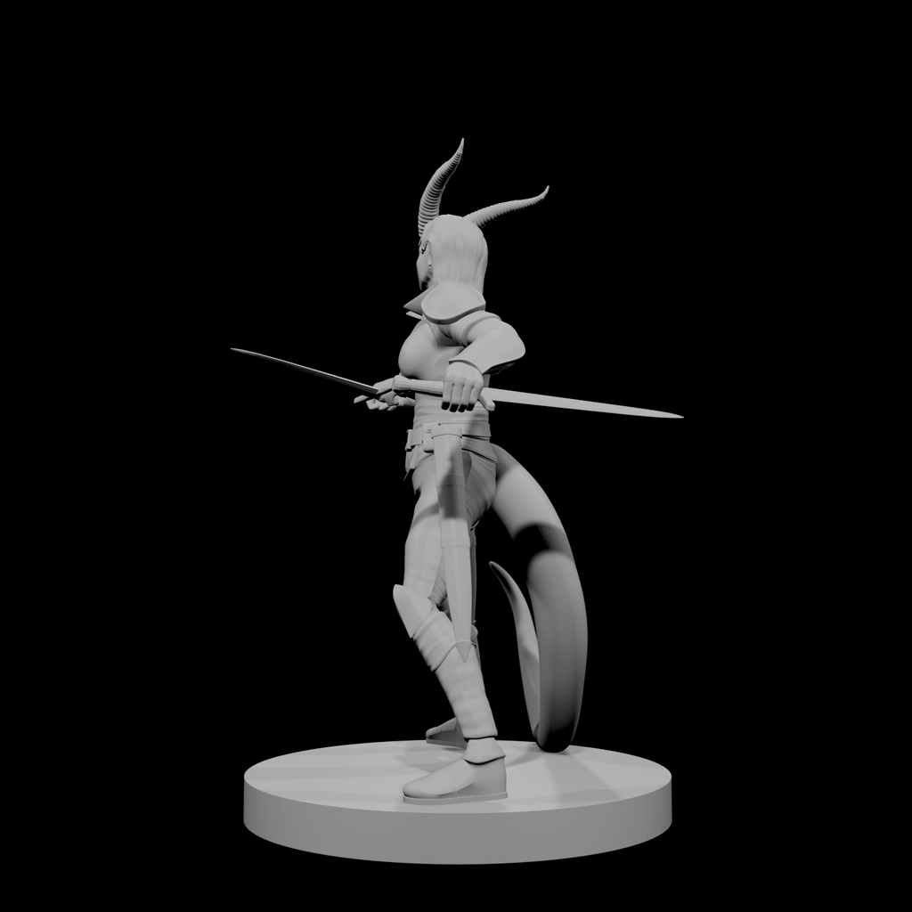 Tiefling Female Ranger Two Swords