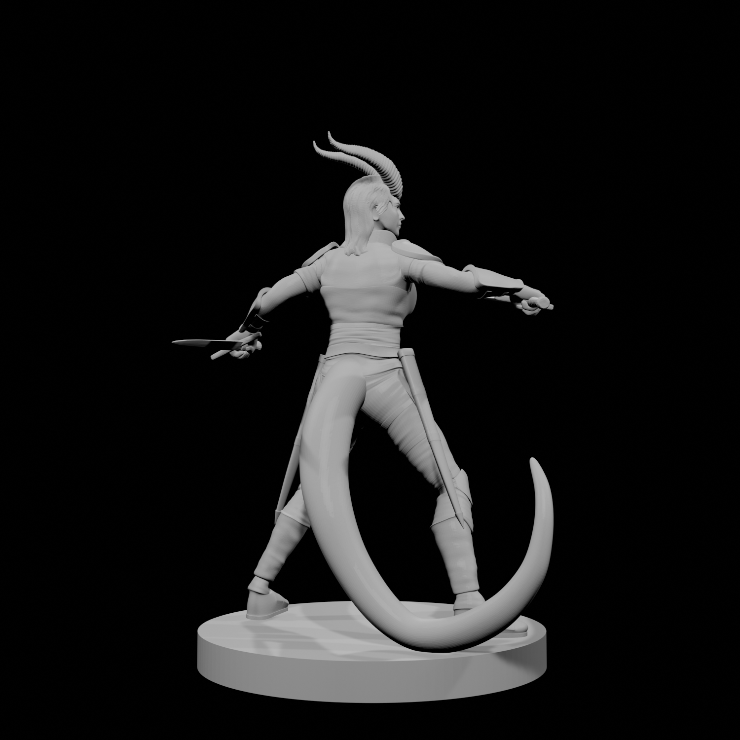 Tiefling Female Ranger Two Swords
