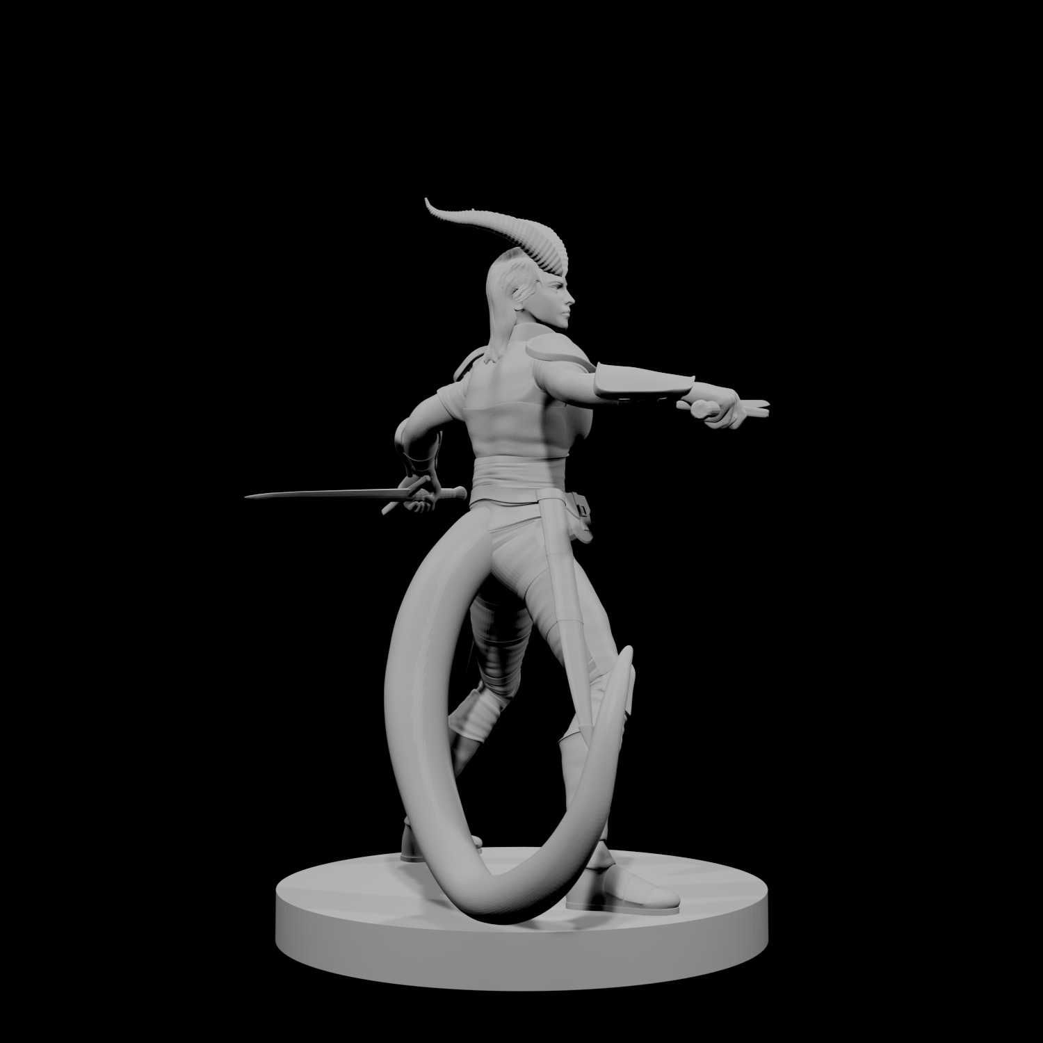Tiefling Female Ranger Two Swords