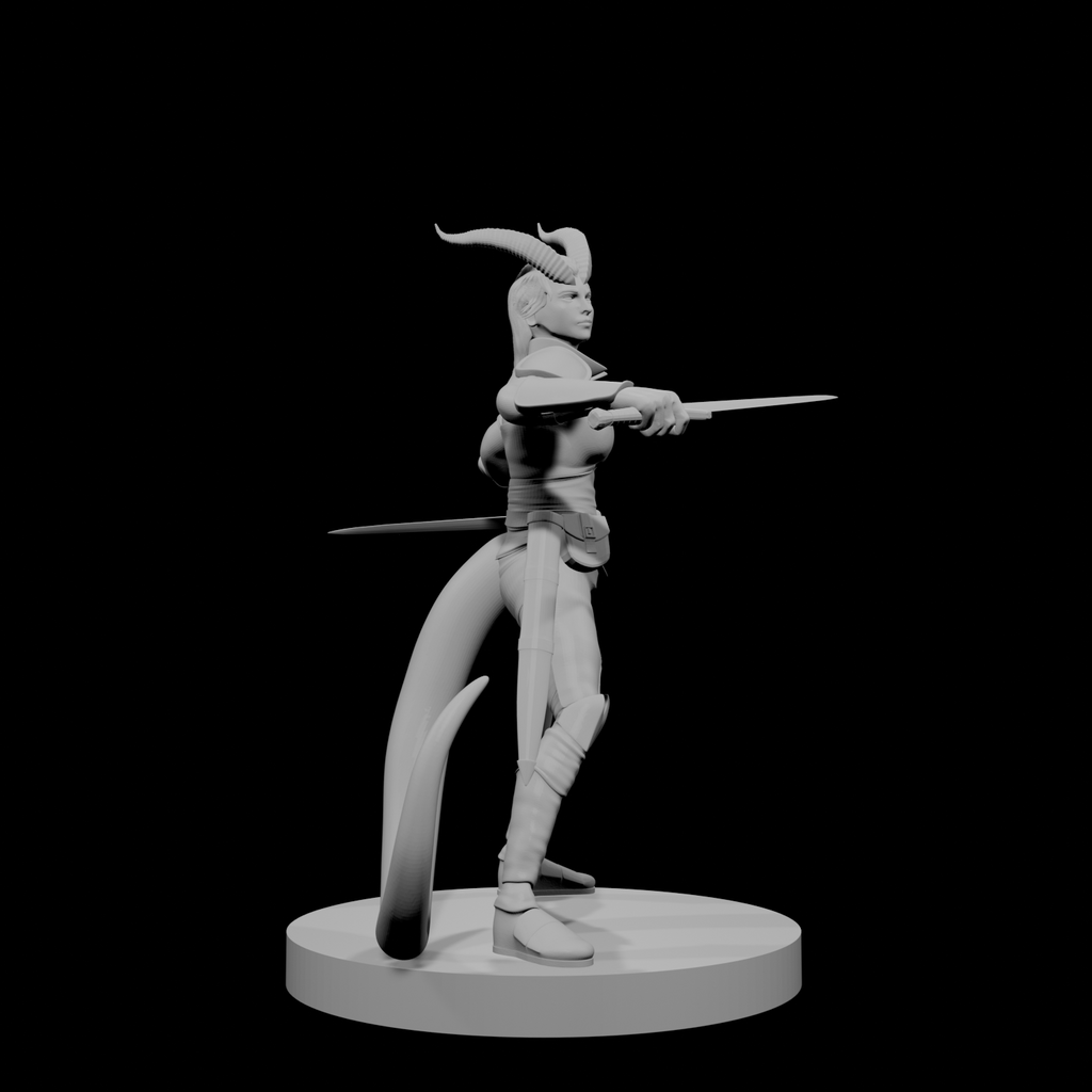 Tiefling Female Ranger Two Swords