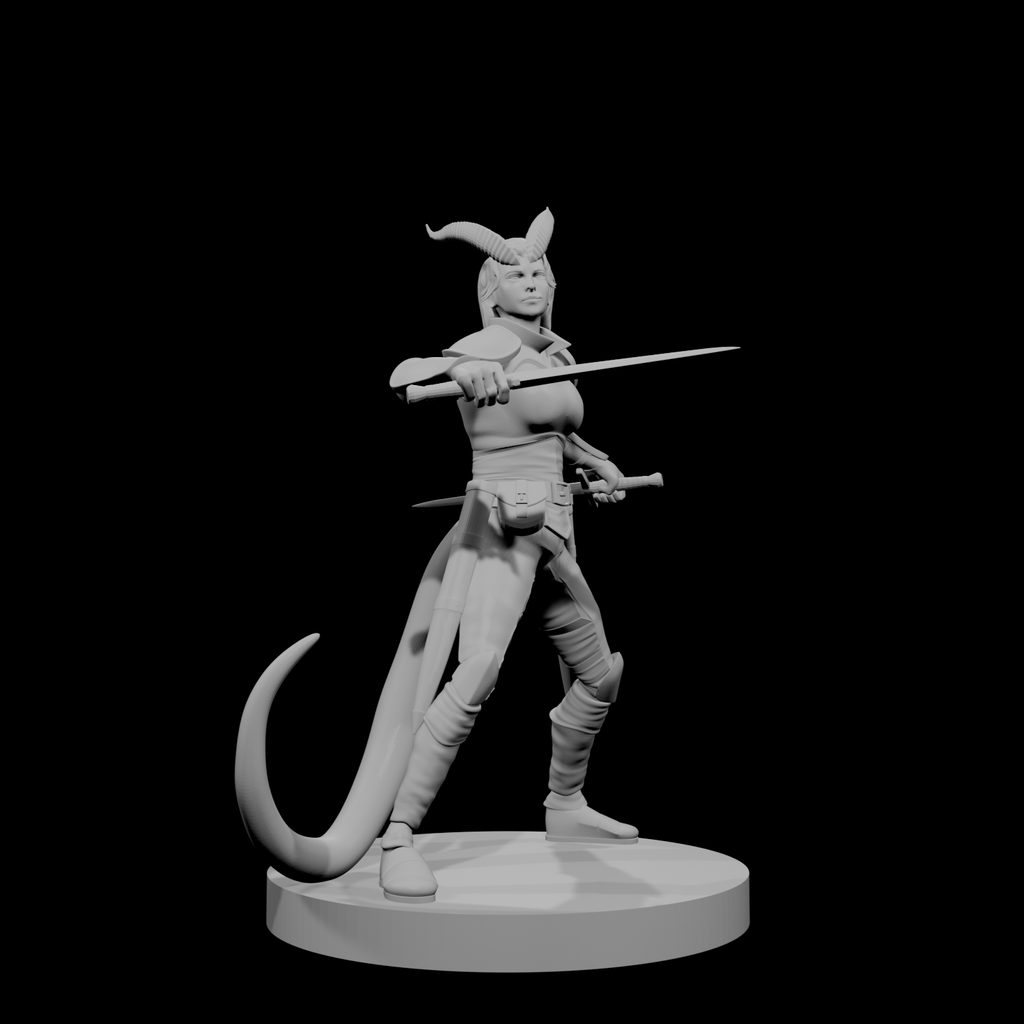 Tiefling Female Ranger Two Swords
