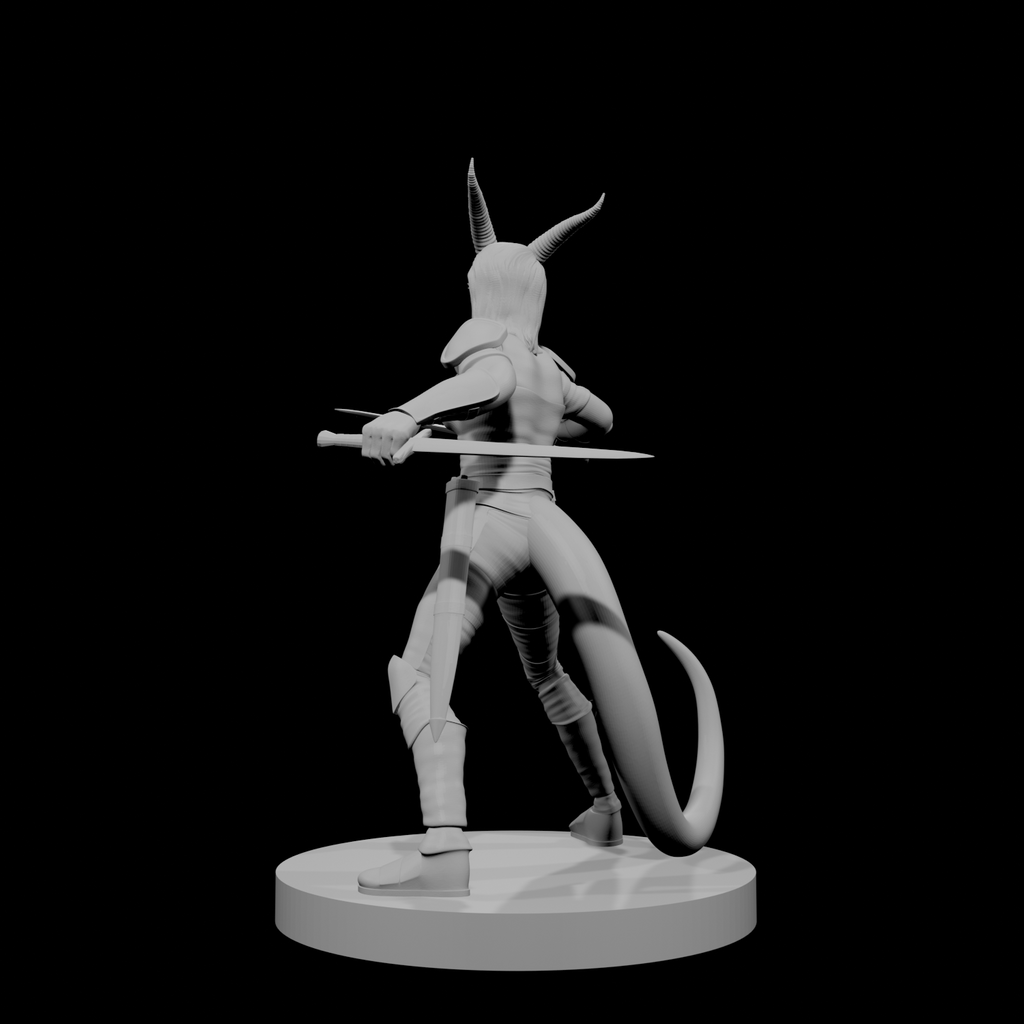 Tiefling Female Ranger Two Swords