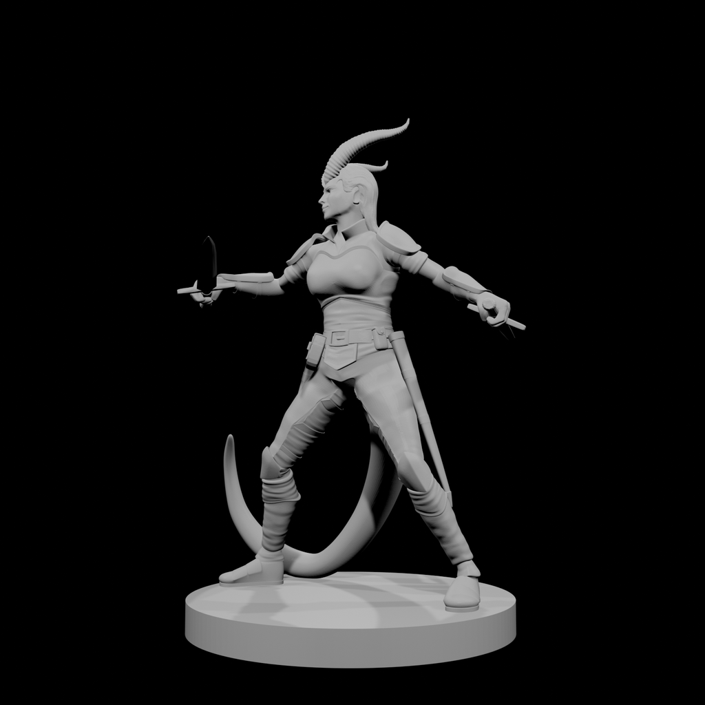 Tiefling Female Ranger Two Swords