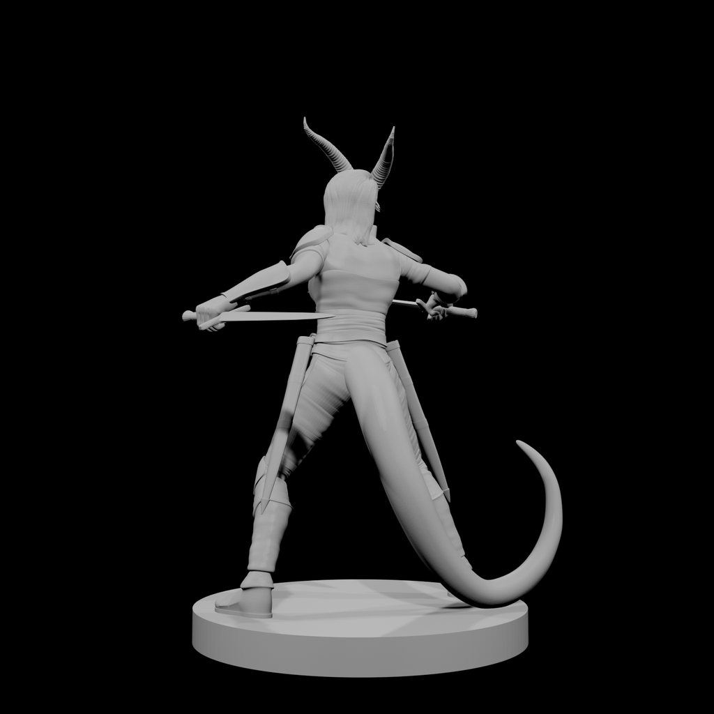 Tiefling Female Ranger Two Swords