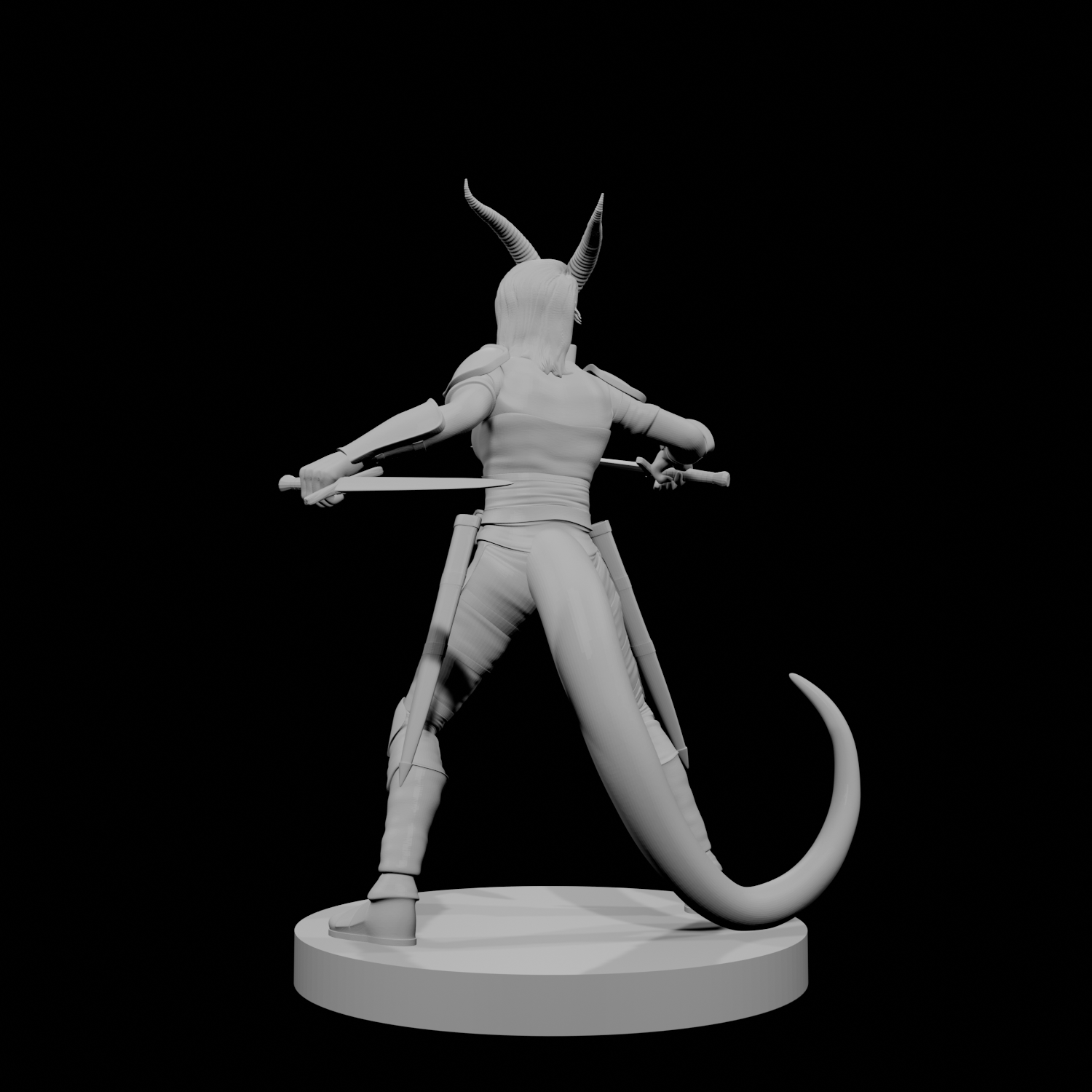 Tiefling Female Ranger Two Swords