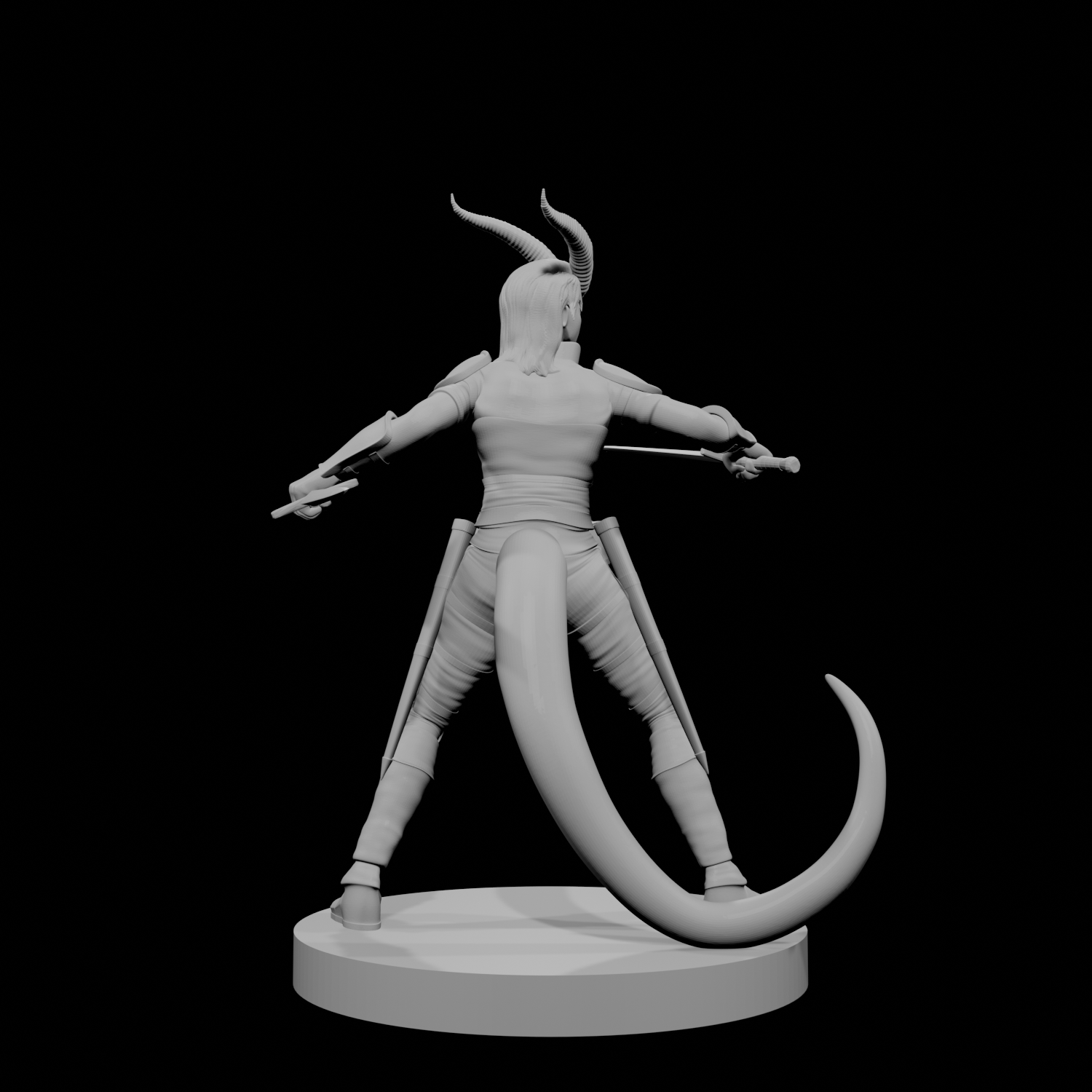 Tiefling Female Ranger Two Swords