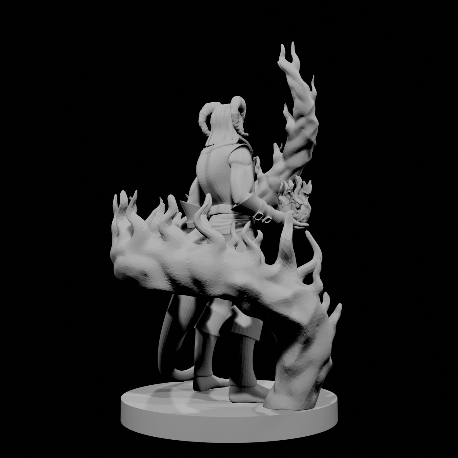 Tiefling Male Sorcerer with Swirling Flames