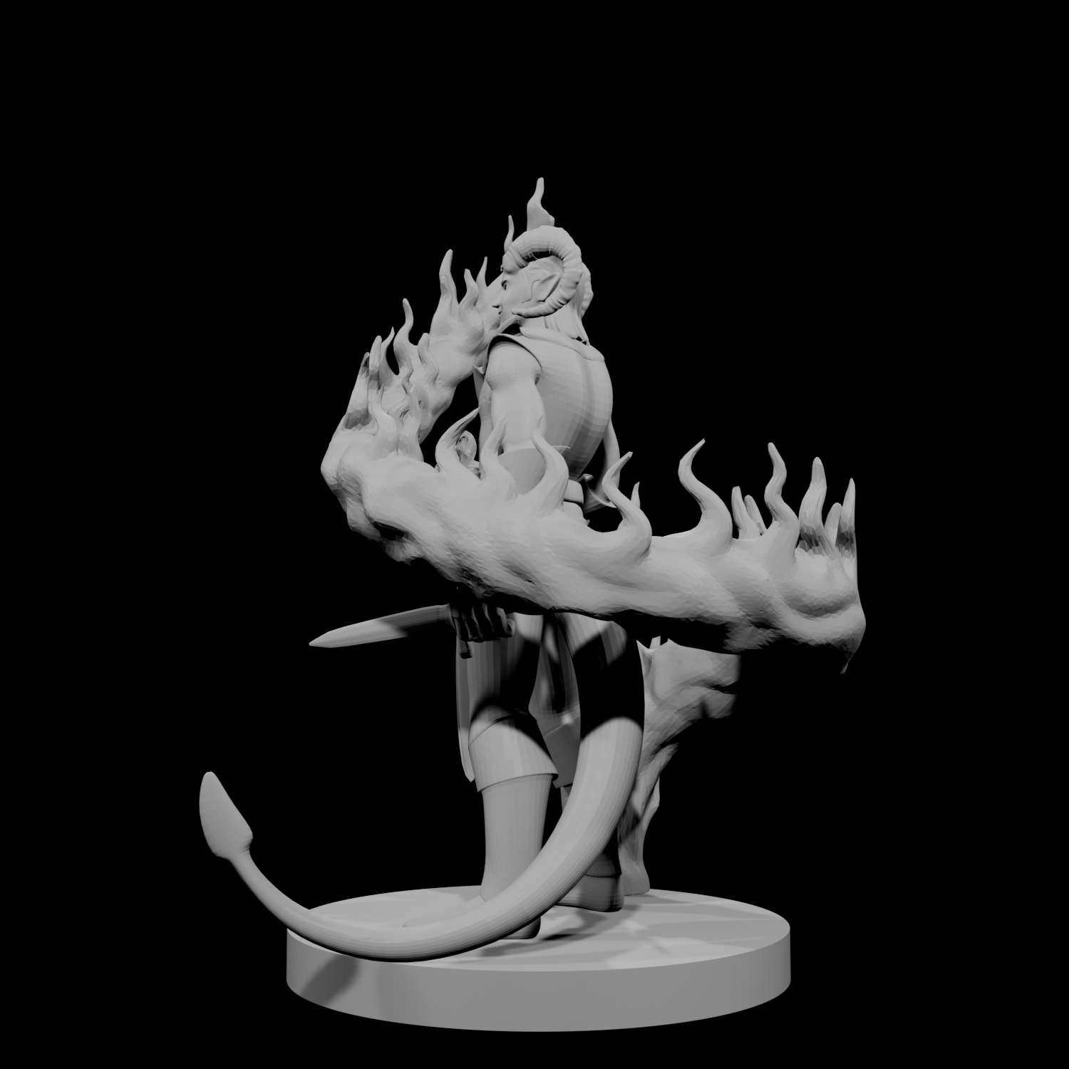 Tiefling Male Sorcerer with Swirling Flames