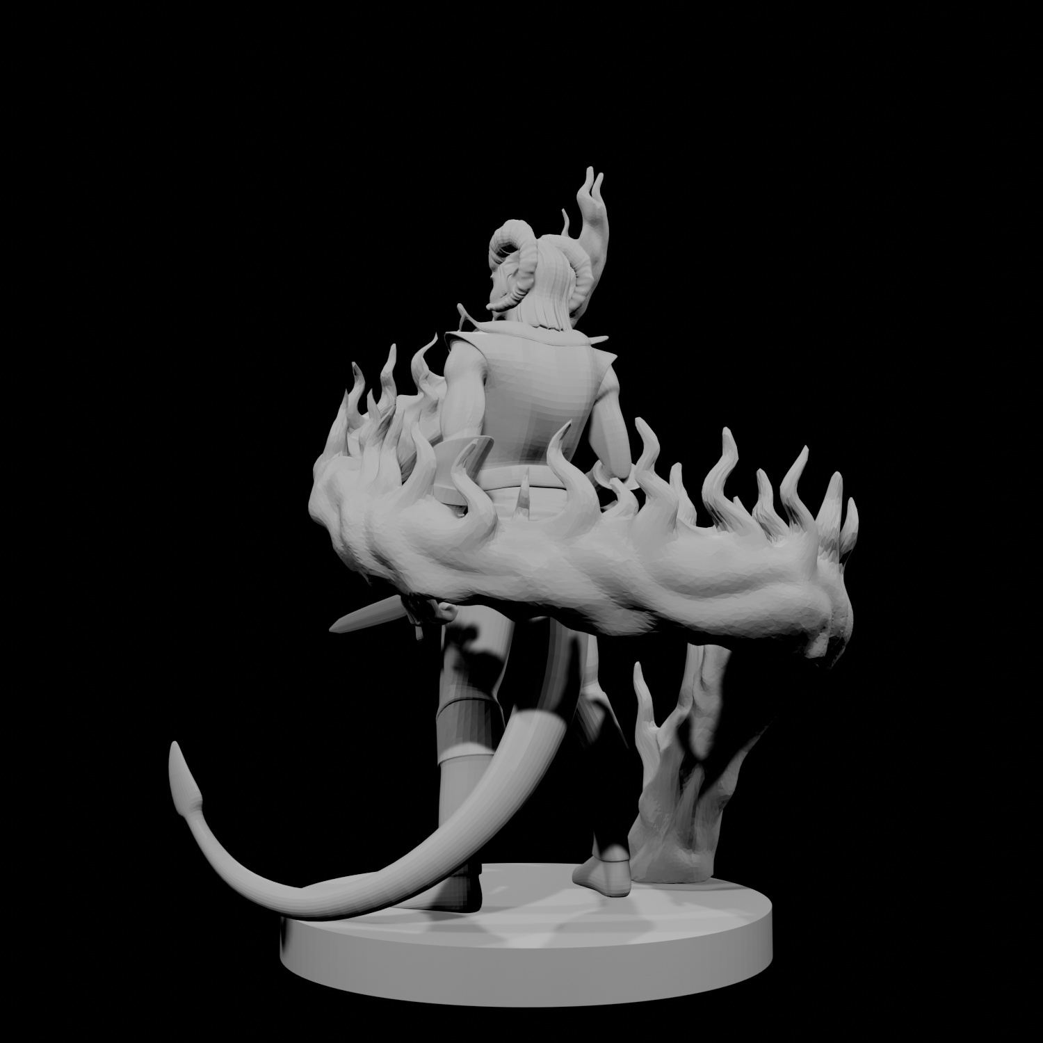 Tiefling Male Sorcerer with Swirling Flames
