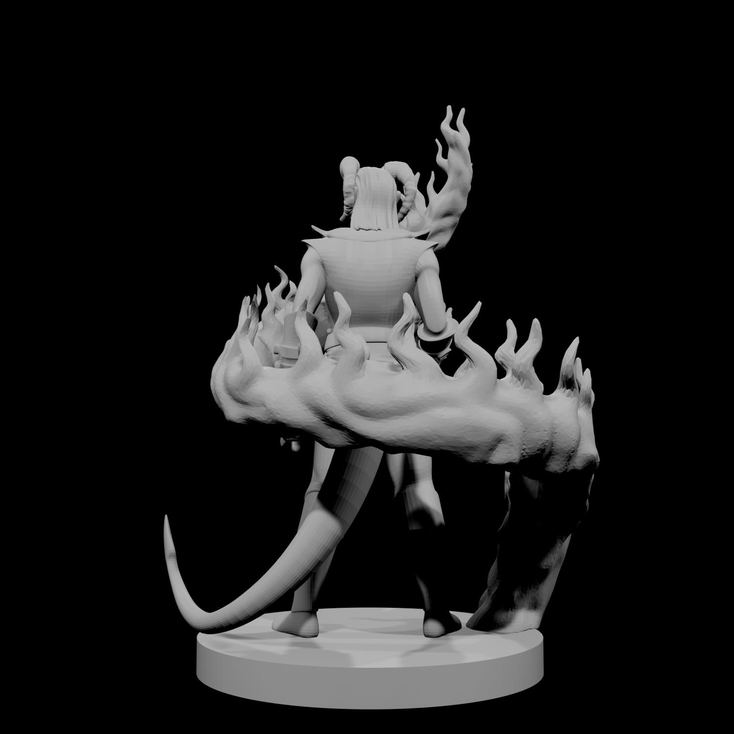 Tiefling Male Sorcerer with Swirling Flames