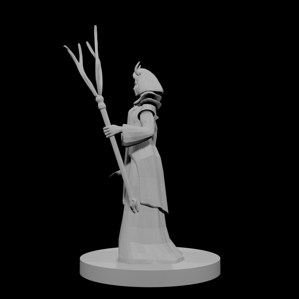 Tiefling Wizard with Archmage Robes and Tentacle Staff